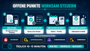 Facility Management: Wie offene Punkte zwischen Objektleitung und Einsatzteam nicht mehr verschwinden