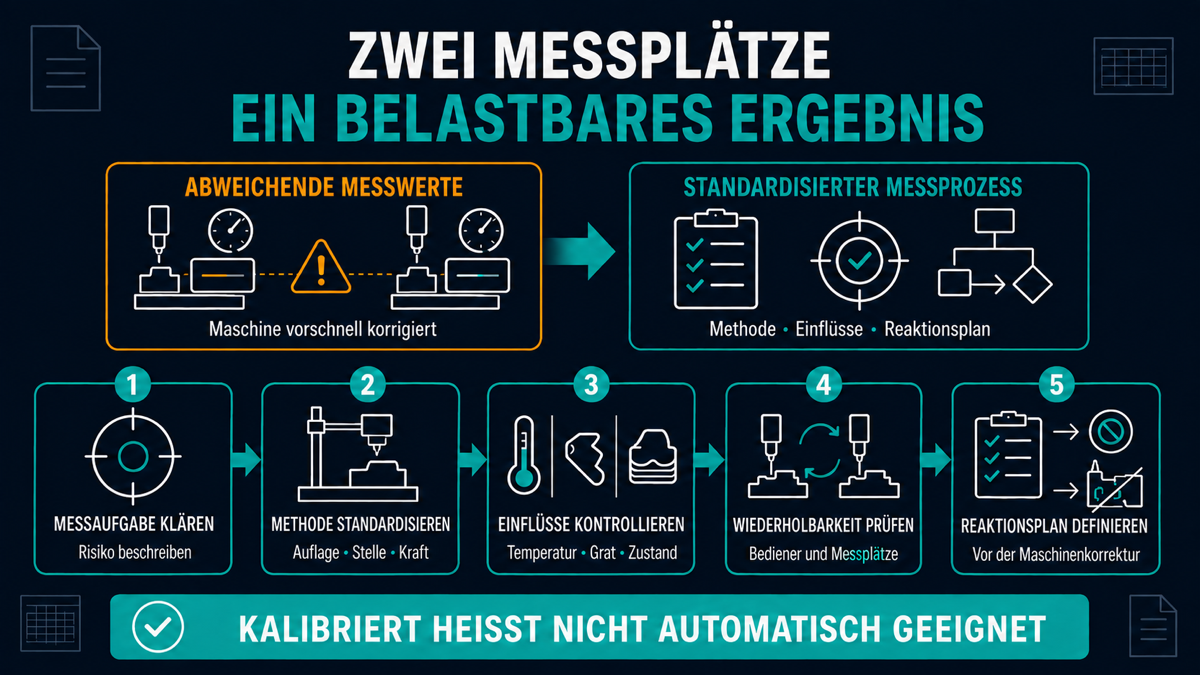 Zwei Messplätze, zwei Ergebnisse – welche Maschine wird jetzt korrigiert? messabweichungen in der cnc fertigung beherrschen