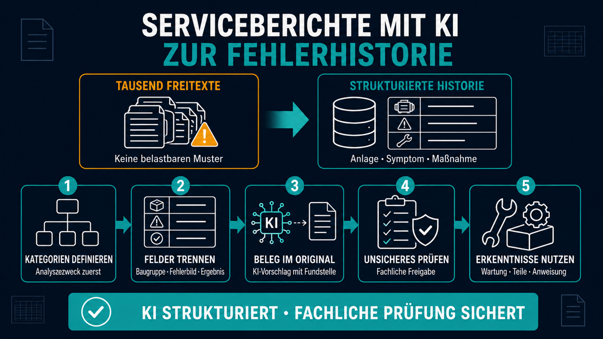 Tausend Serviceberichte – aber keine belastbare Fehlerhistorie serviceberichte mit ki strukturiert auswerten